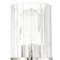 Andrea 5-inch 1-light Polished Nickel Vanity Light with Clear Ribbed Glass Shade