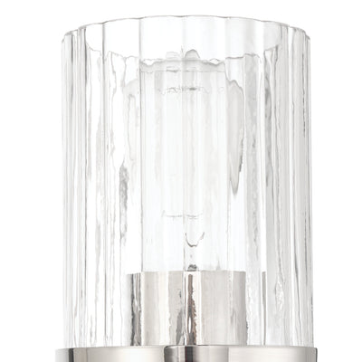 Andrea 5-inch 1-light Polished Nickel Vanity Light with Clear Ribbed Glass Shade