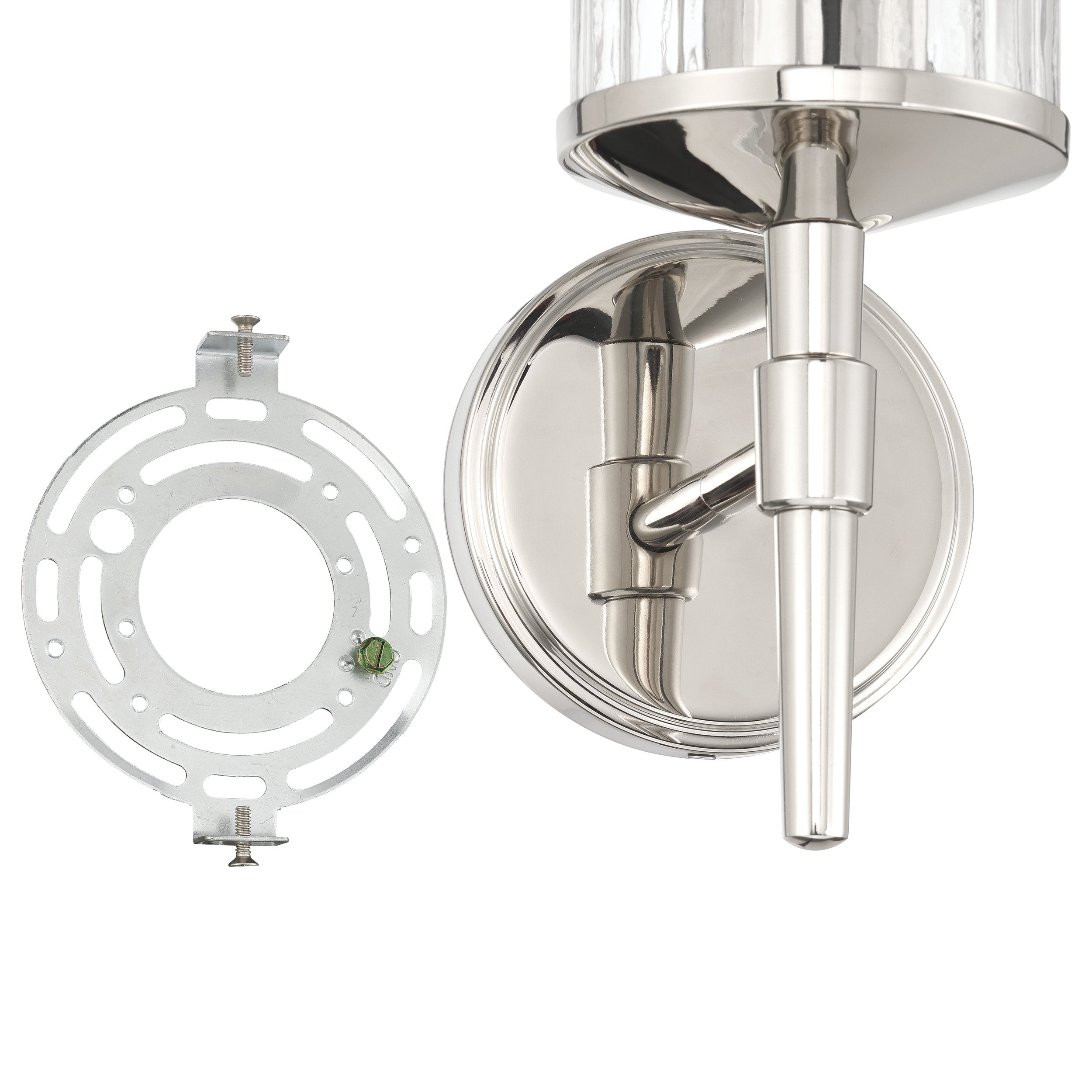 Andrea 5-inch 1-light Polished Nickel Vanity Light with Clear Ribbed Glass Shade