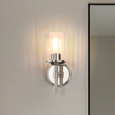 Andrea 5-inch 1-light Polished Nickel Vanity Light with Clear Ribbed Glass Shade