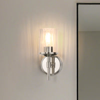 Andrea 5-inch 1-light Polished Nickel Vanity Light with Clear Ribbed Glass Shade