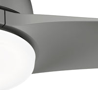 52 inch Gallegos Matte Silver Damp Rated Ceiling Fan with LED Light Kit and Wall Control