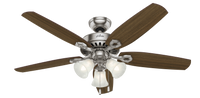 52 inch Builder Brushed Nickel Ceiling Fan with LED Light Kit and Pull Chain