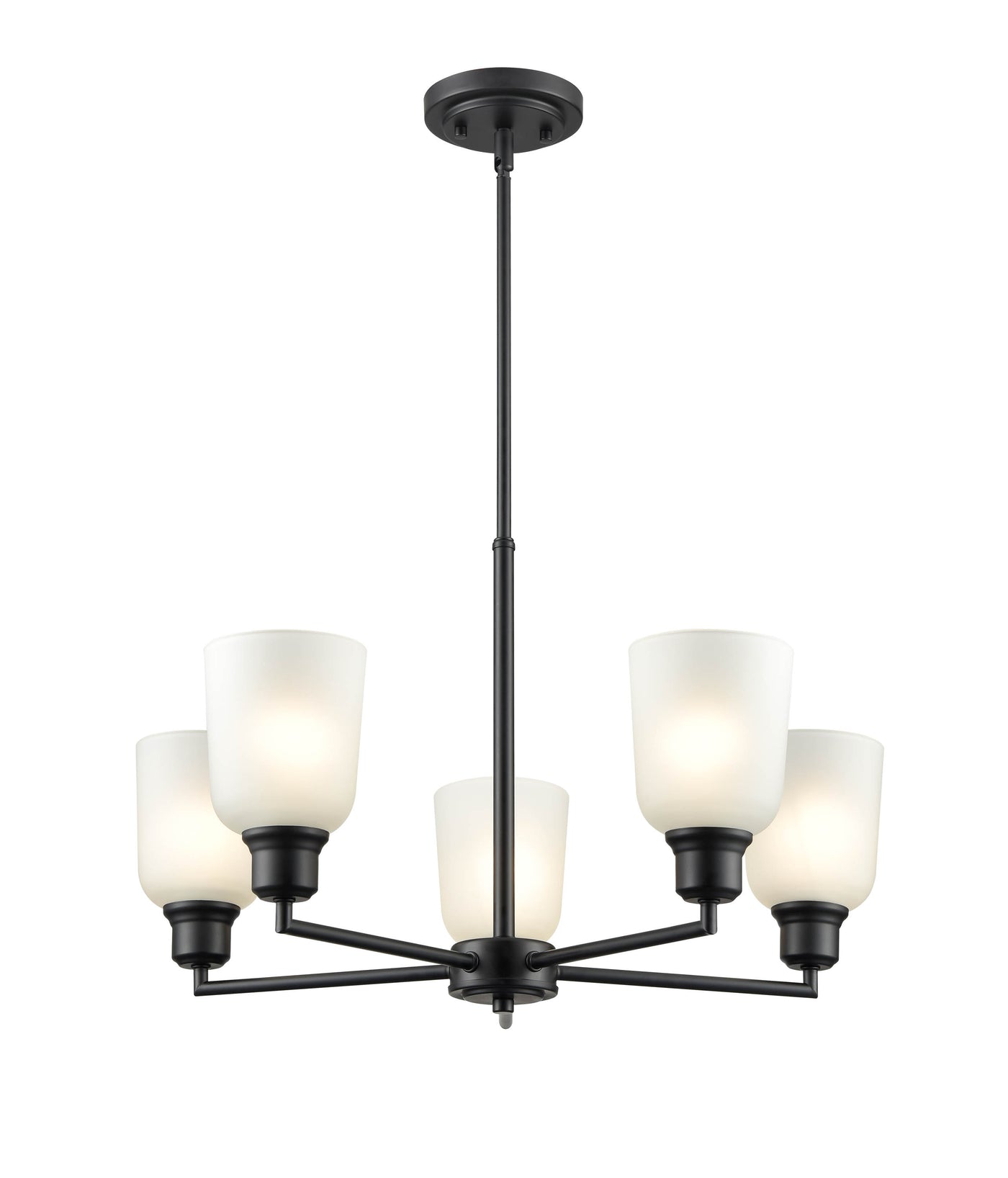 53.22'' Amberle Matte Black 5 Light Chandelier