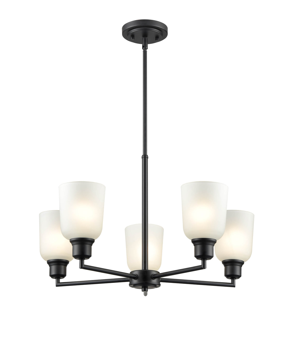 53.22'' Amberle Matte Black 5 Light Chandelier
