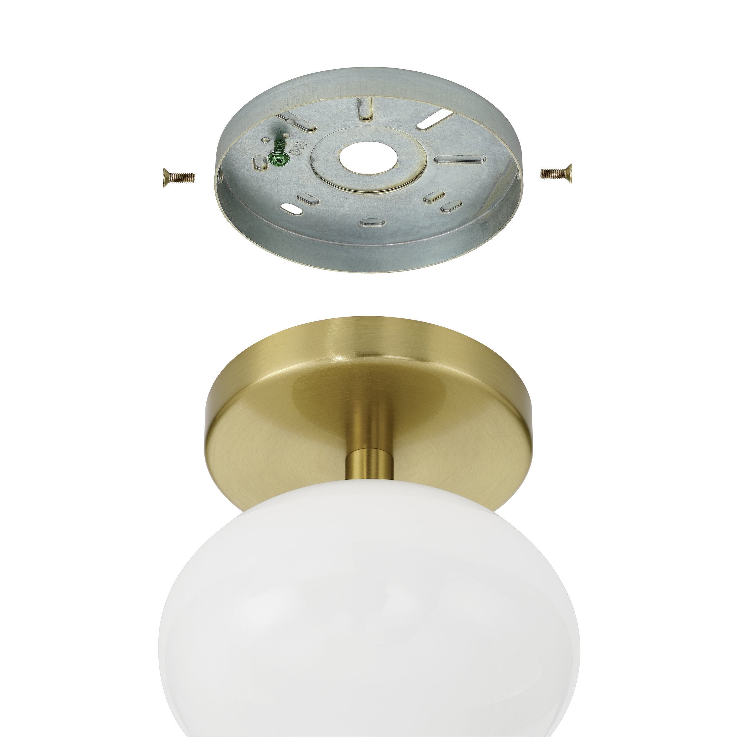 Julep 6-inch 1-light Brushed Gold Semi-Flush Mount with Opal Glass Shade