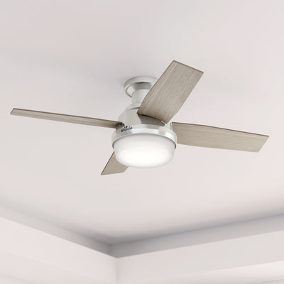 44 inch Dempsey Brushed Nickel Low Profile Ceiling Fan with LED Light Kit