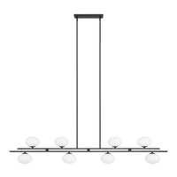 Julep 64-inch 8-light Matte Black Linear Chandelier with Opal Glass Shades