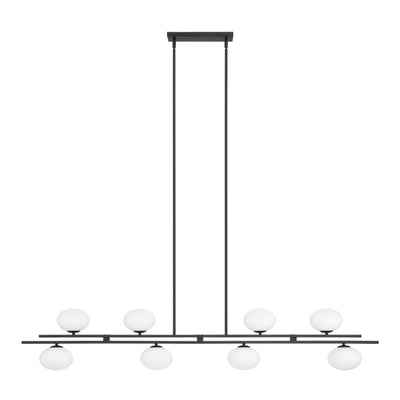 Julep 64-inch 8-light Matte Black Linear Chandelier with Opal Glass Shades