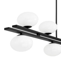 Julep 64-inch 8-light Matte Black Linear Chandelier with Opal Glass Shades