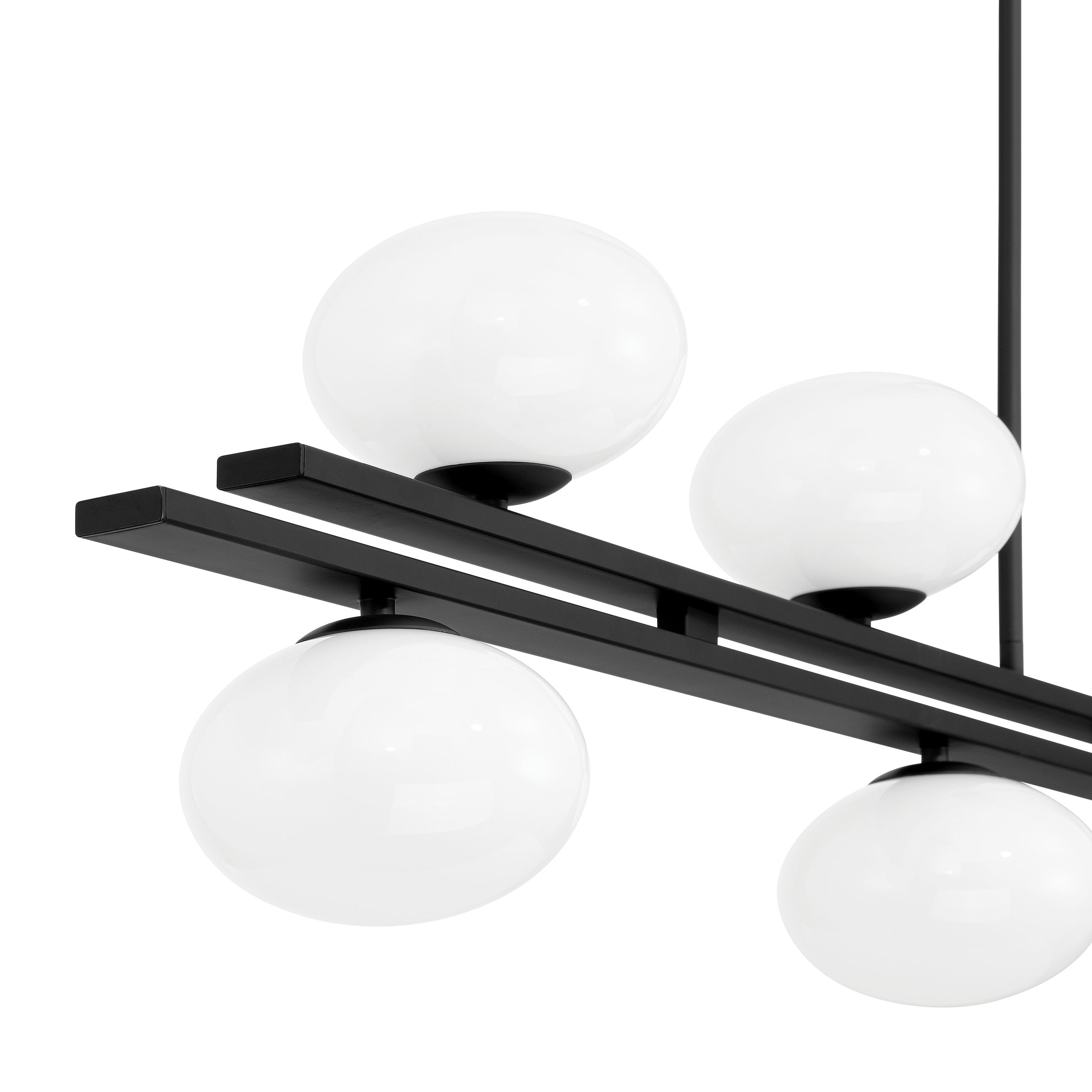 Julep 64-inch 8-light Matte Black Linear Chandelier with Opal Glass Shades
