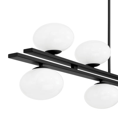 Julep 64-inch 8-light Matte Black Linear Chandelier with Opal Glass Shades