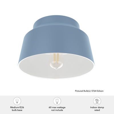 Cranbrook 11.5-inch 1-light Indigo Blue Flush Mount Ceiling Light with Metal Shade