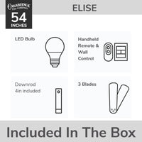 Casablanca 54 inch Elise ENERGY STAR® Alturas Gold Damp Rated Ceiling Fan with LED Light Kit and Wall Control and Handheld Remote