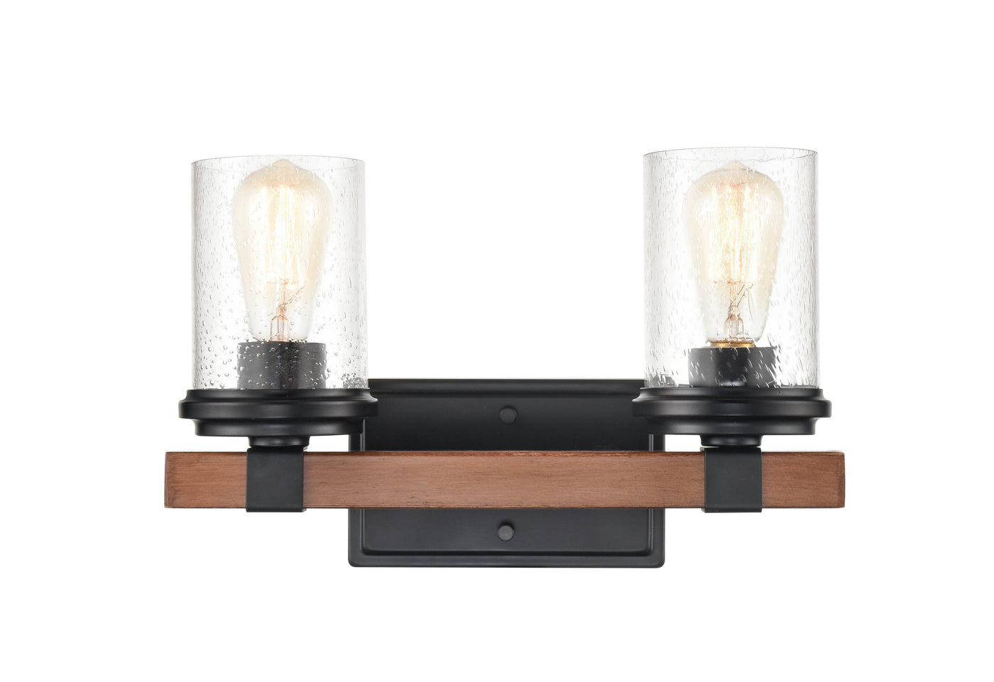 15'' Taos Matte Black/Wood Grain 2 Light Bath Vanity