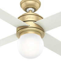 52 inch Hepburn Modern Brass Ceiling Fan with LED Light Kit and Wall Control
