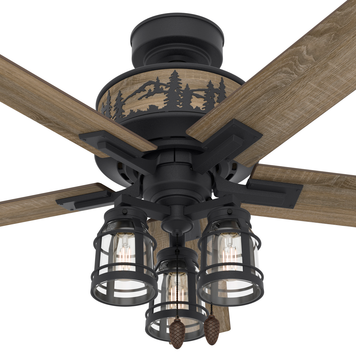 52 inch Vista Natural Black Iron Ceiling Fan with LED Light Kit and Pull Chain