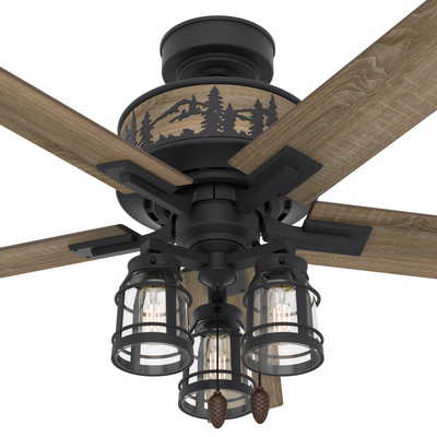 52 inch Vista Natural Black Iron Ceiling Fan with LED Light Kit and Pull Chain