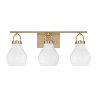 Mansfield 24-inch 3-light Champagne Gold Vanity Light with Opal Glass Shades