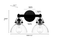 14.5''  Matte Black 2 Light Bath Vanity