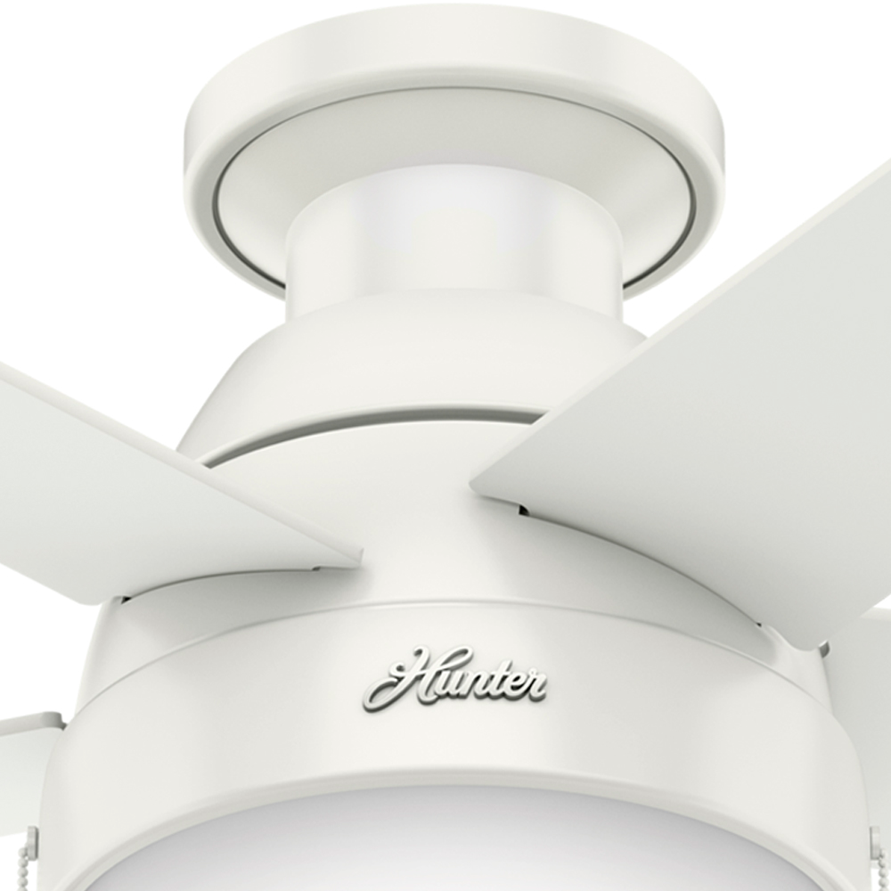 46 inch Anslee Fresh White Low Profile Ceiling Fan with LED Light Kit and Pull Chain