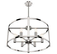 Astwood 26-inch 6-light Polished Nickel Drum Chandelier with Clear Glass