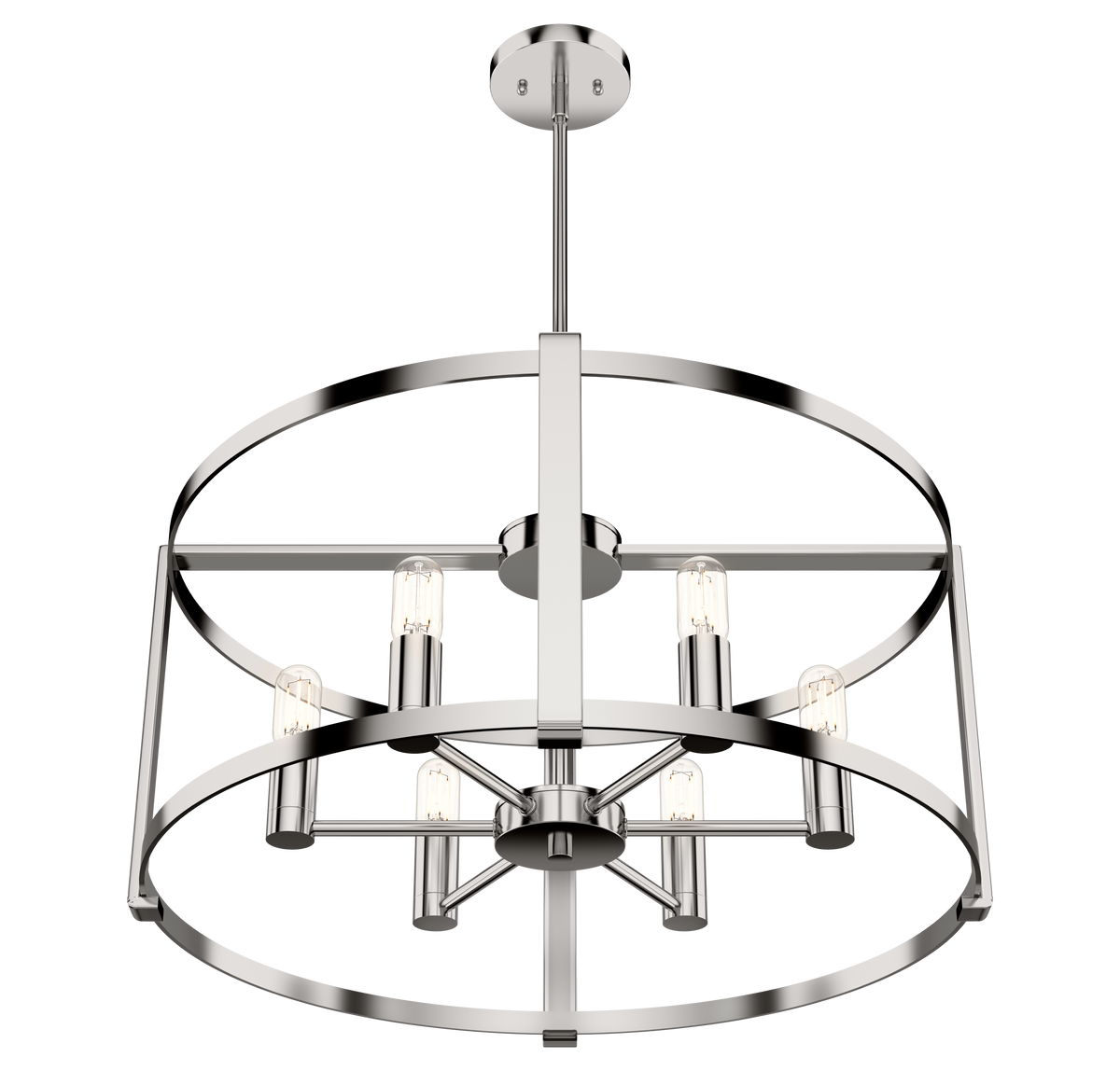 Astwood 26-inch 6-light Polished Nickel Drum Chandelier with Clear Glass