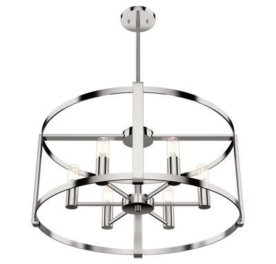 Astwood 26-inch 6-light Polished Nickel Drum Chandelier with Clear Glass
