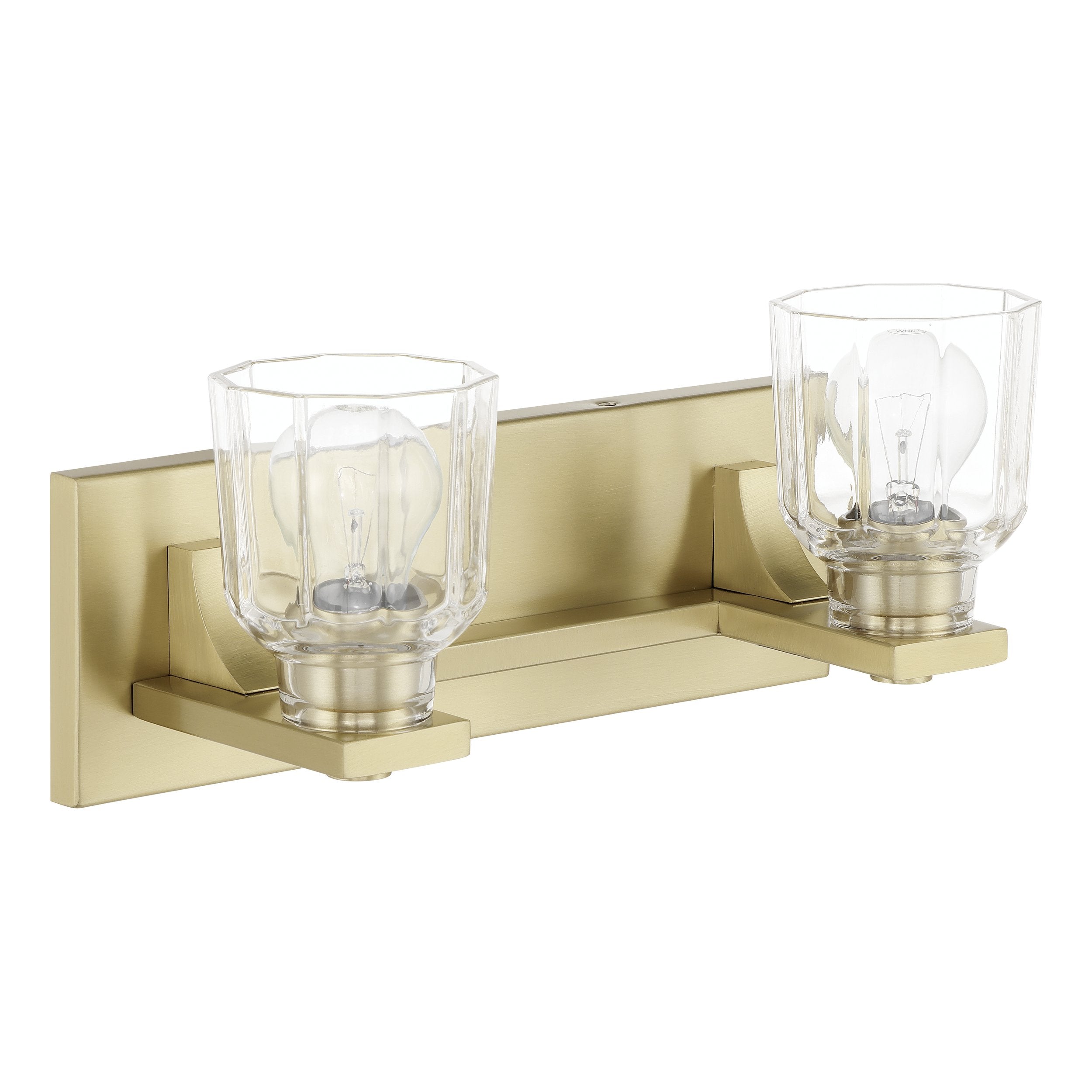 Dryden 15-inch 2-light Champagne Gold Vanity Light with Clear Ribbed Glass Shades
