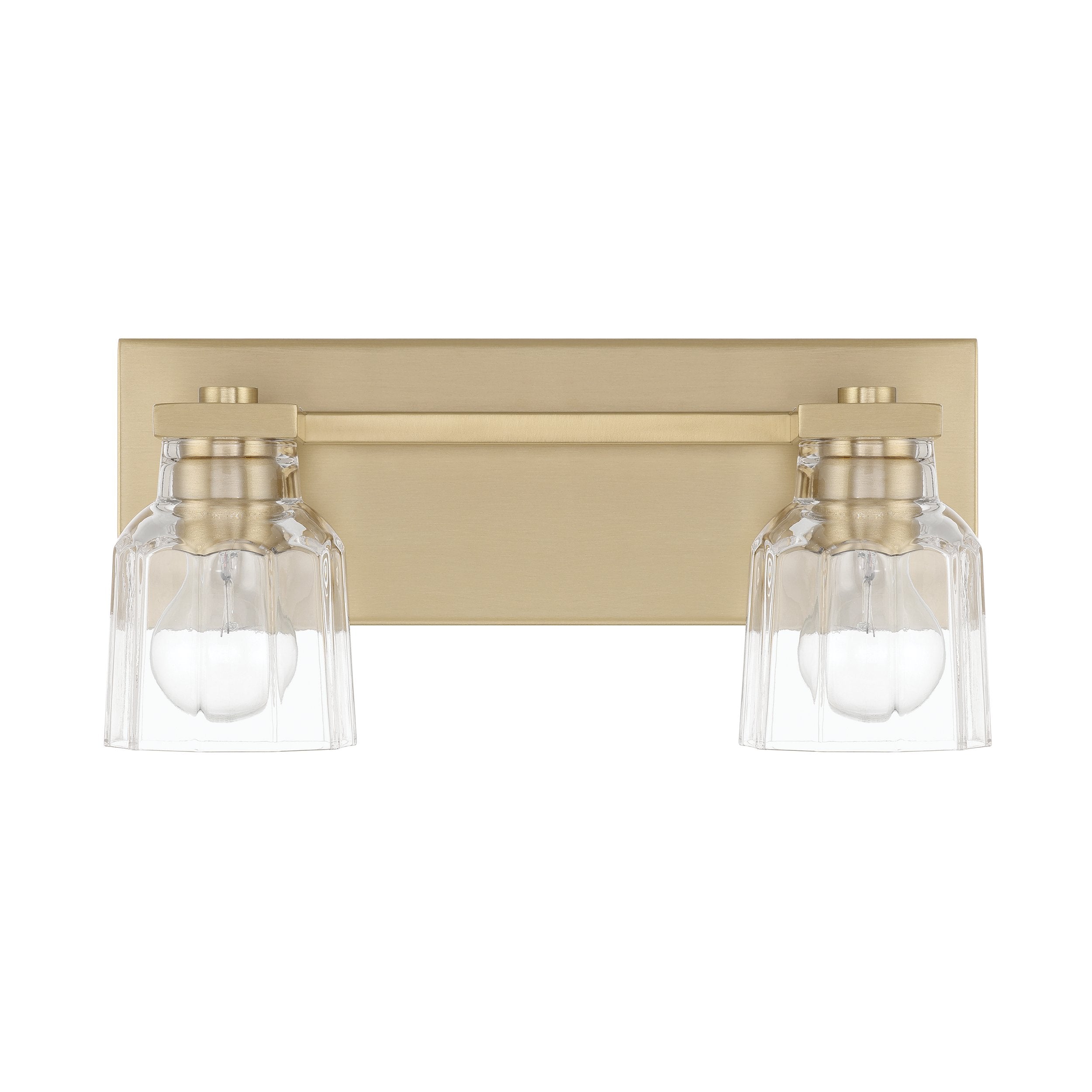 Dryden 15-inch 2-light Champagne Gold Vanity Light with Clear Ribbed Glass Shades