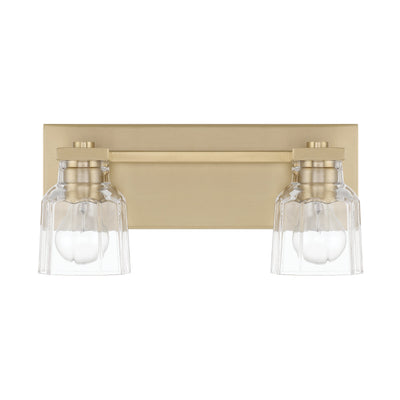 Dryden 15-inch 2-light Champagne Gold Vanity Light with Clear Ribbed Glass Shades