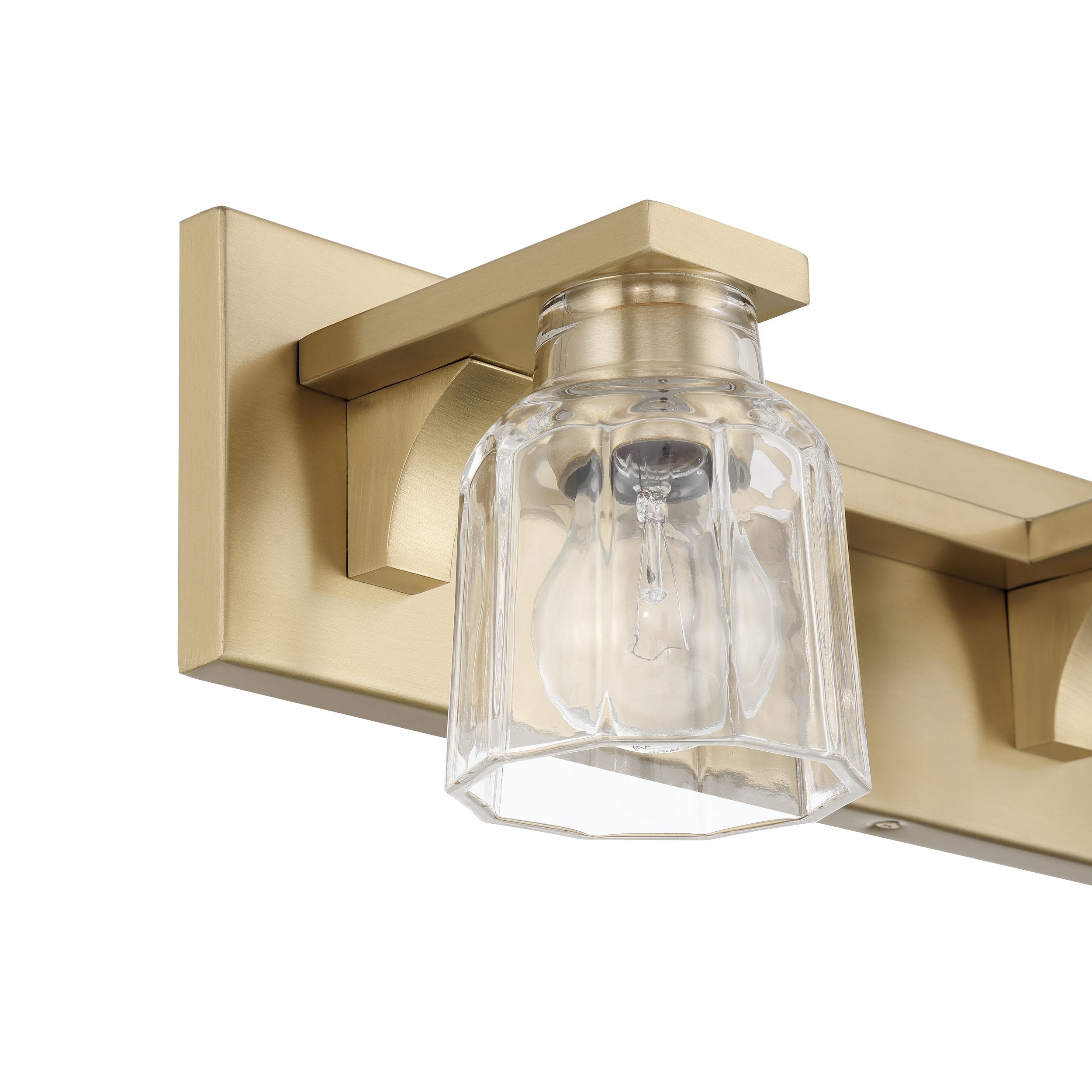 Dryden 15-inch 2-light Champagne Gold Vanity Light with Clear Ribbed Glass Shades