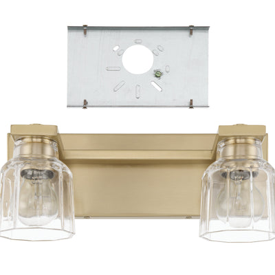 Dryden 15-inch 2-light Champagne Gold Vanity Light with Clear Ribbed Glass Shades