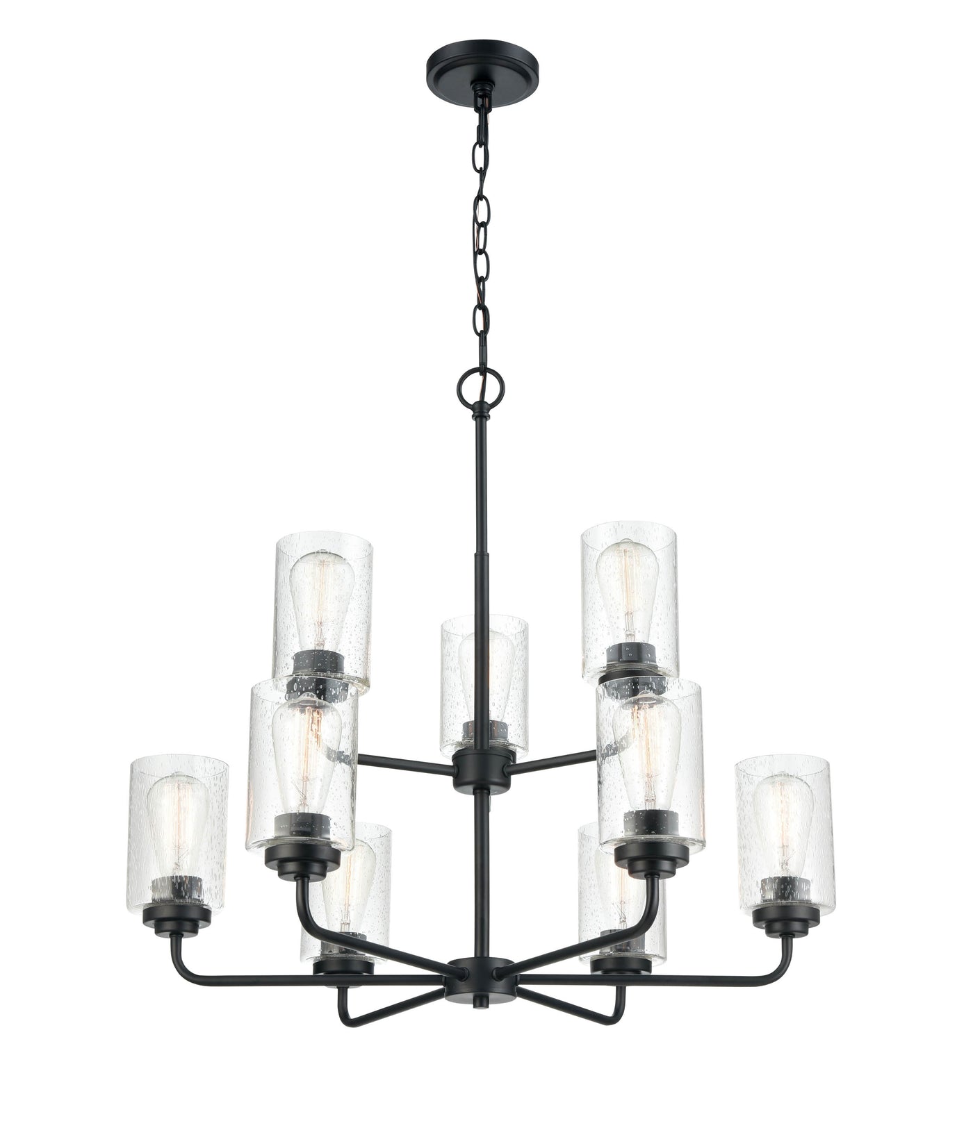 26.75'' Moven Matte Black 9 Light Chandelier