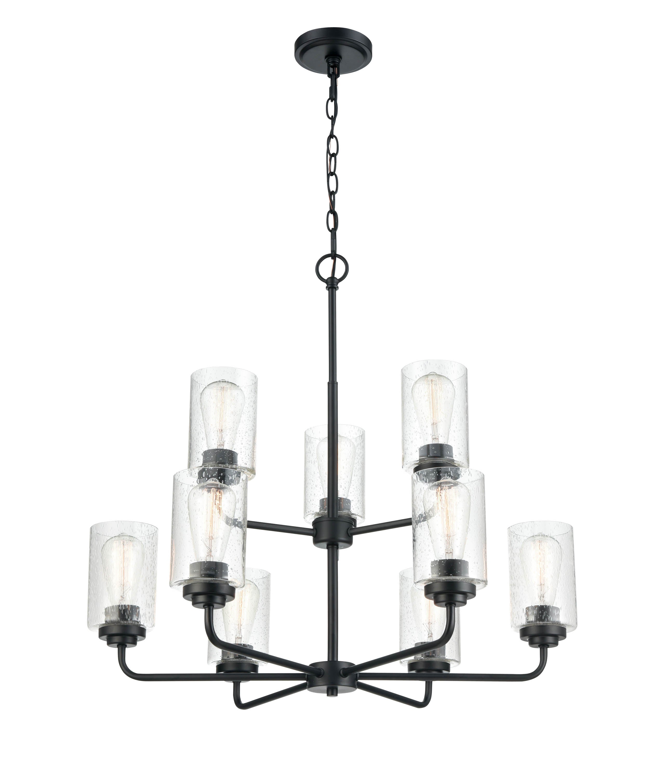 26.75'' Moven Matte Black 9 Light Chandelier