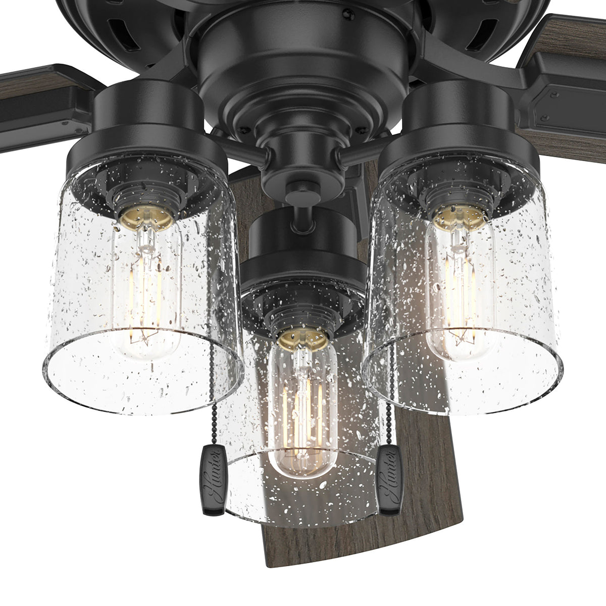 52 inch Hartland Matte Black Ceiling Fan with LED Light Kit and Pull Chain