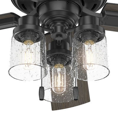 52 inch Hartland Matte Black Ceiling Fan with LED Light Kit and Pull Chain