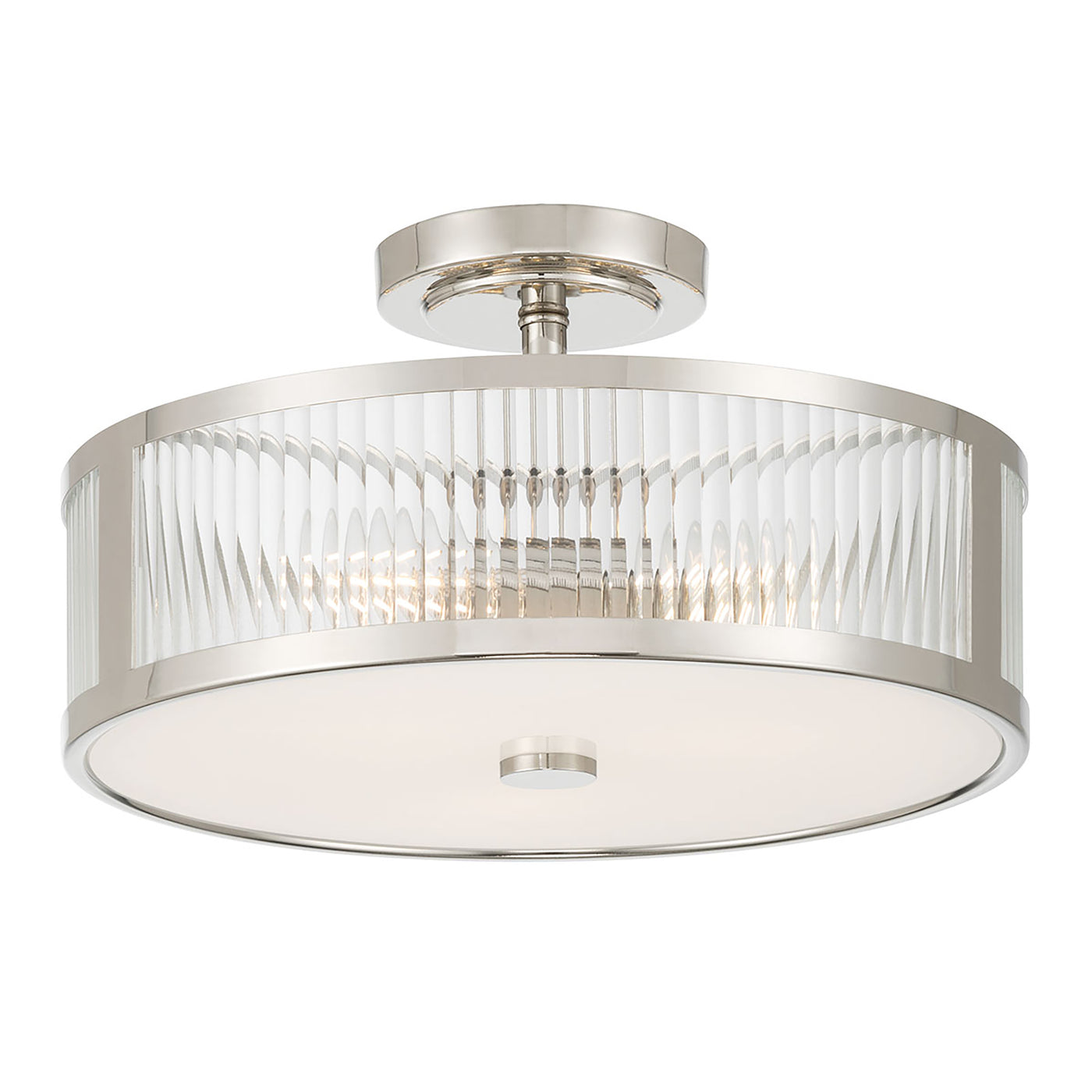 8.75'' Ardezia Polished NickelClear Ribbed 3 Light Semi-Flush Mount