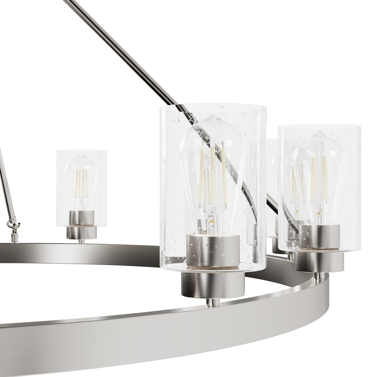 Hartland 44-inch 12-light Brushed Nickel Chandelier with Seeded Glass