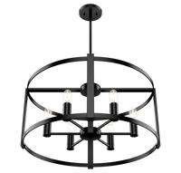 Astwood 26-inch 6-light Matte Black Drum Chandelier with Clear Glass