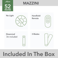 52 inch Mazzini ENERGY STAR® Matte White Damp Rated Ceiling Fan and Handheld Remote