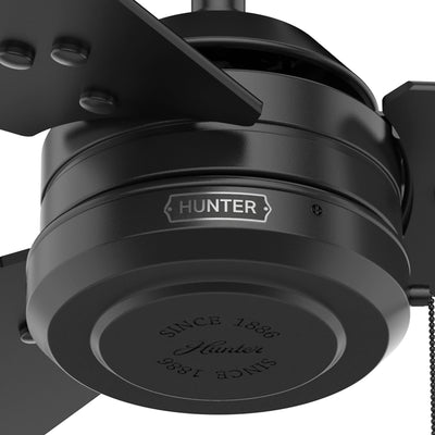 44 inch Cassius Matte Black Damp Rated Ceiling Fan and Pull Chain