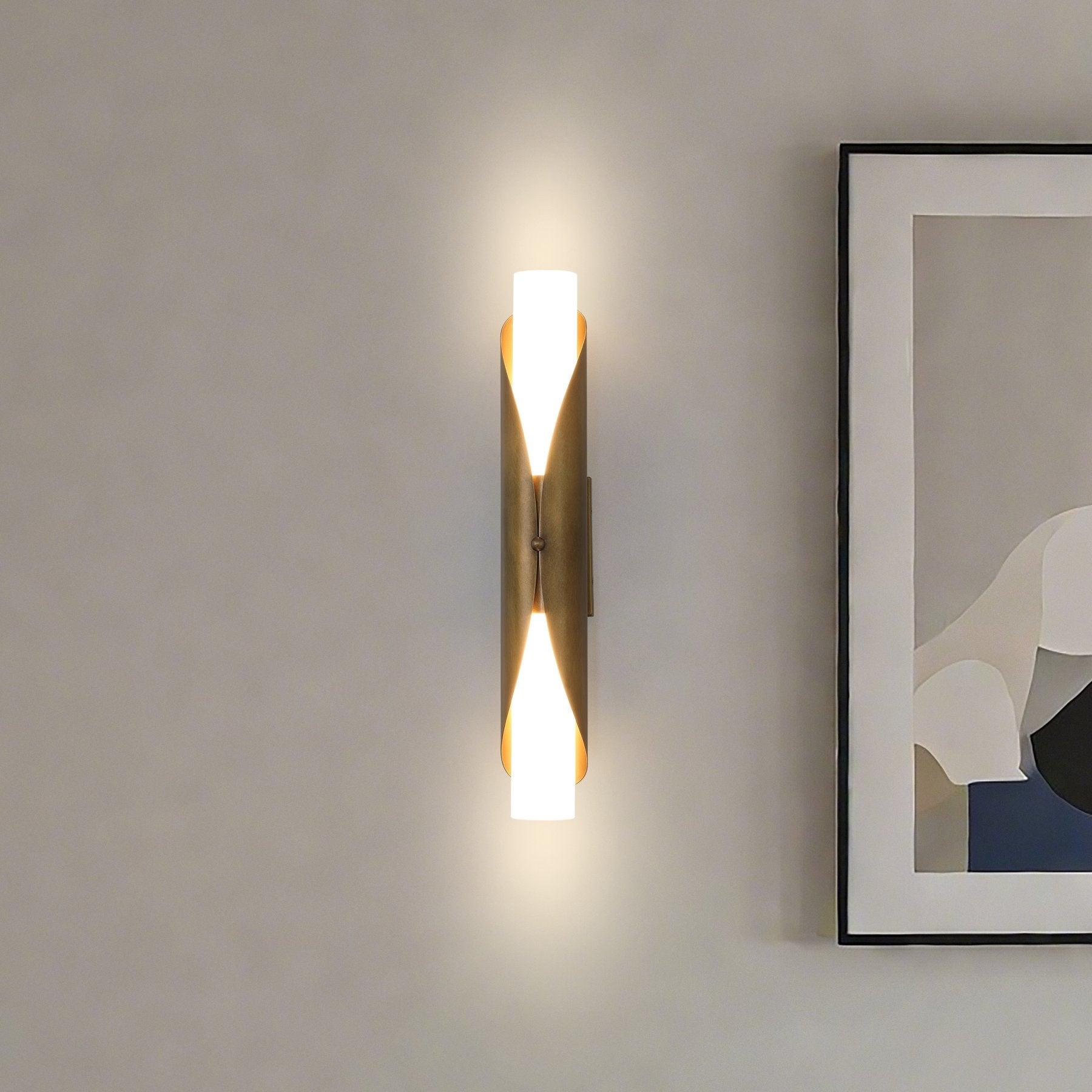 Crescendo 24-inch 2-light Natural Brass Wall Sconce with Alabaster Glass