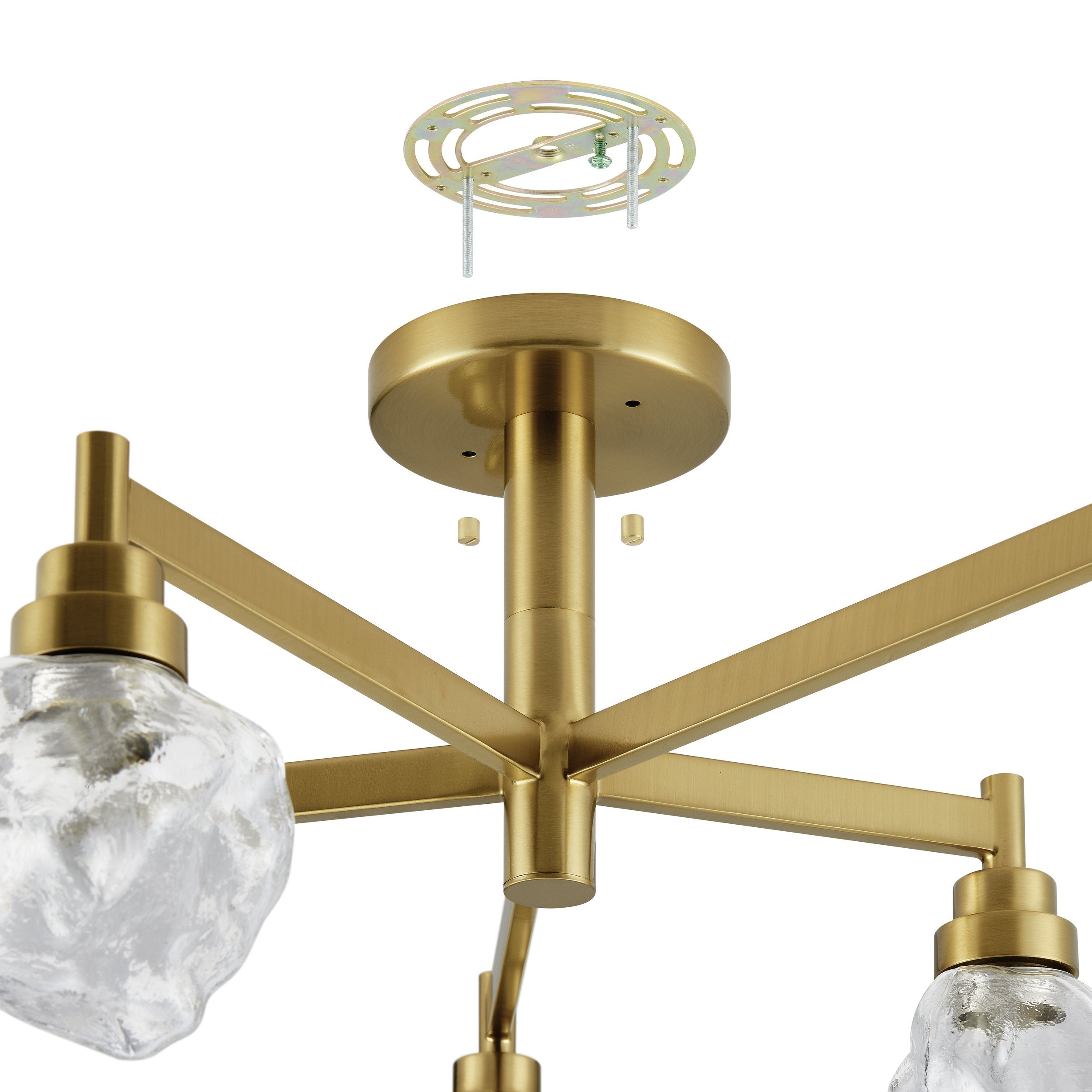 Lillyanna 26-inch 5-light Brushed Gold Semi-Flush Mount with Clear Ice Glass Shades