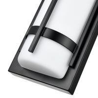 20-inch Powder Coated Black Outdoor Wall Sconce with White Shade