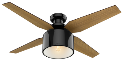 52 inch Cranbrook Gloss Black Low Profile Ceiling Fan with LED Light Kit and Handheld Remote