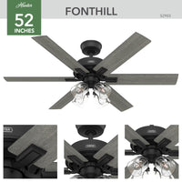 52 inch Fonthill ENERGY STAR® HunterExpress Matte Black Ceiling Fan with LED Light Kit and Handheld Remote