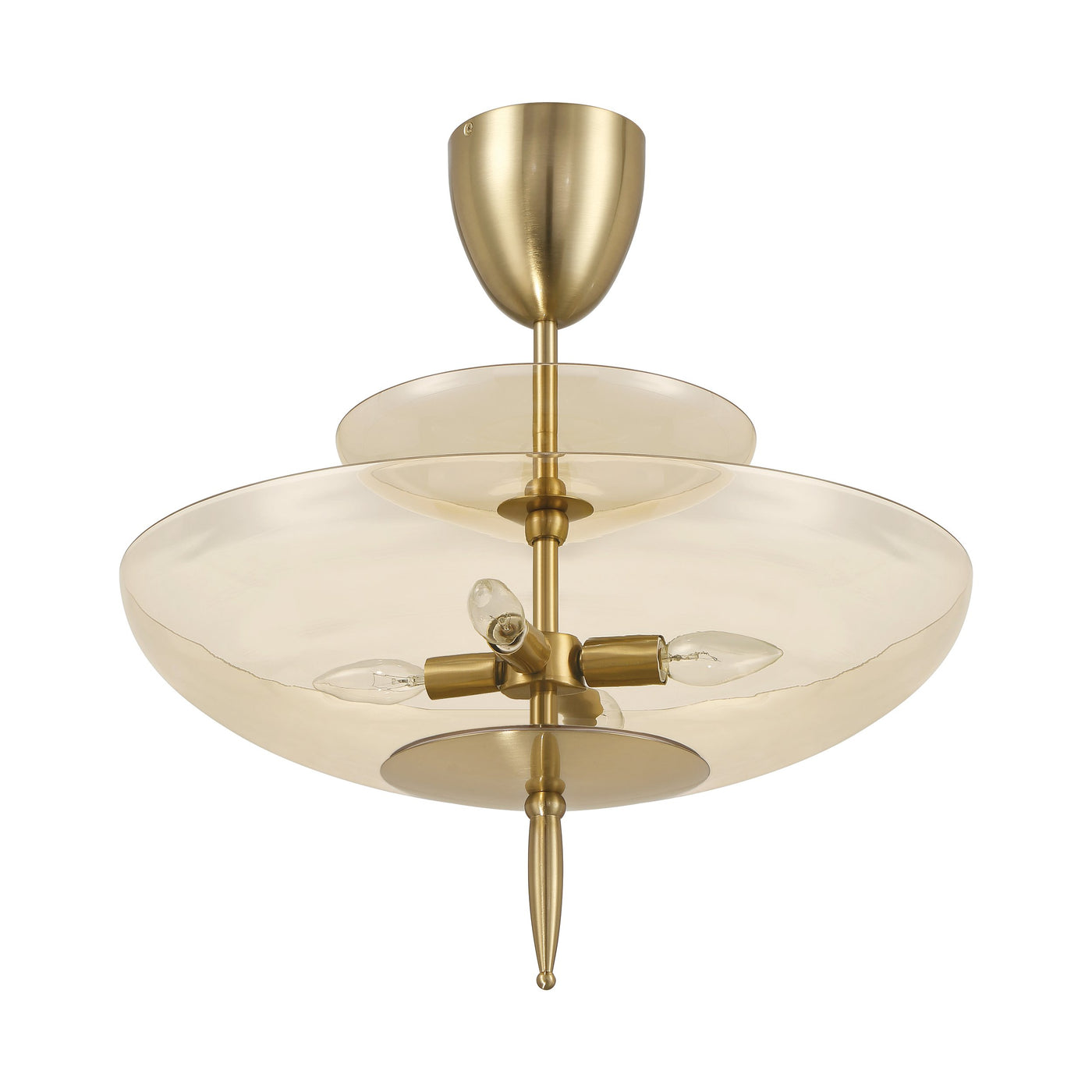 Fiorello 21-inch 4-light Brushed Gold Convertible Pendant with Smoked Amber Glass Shades