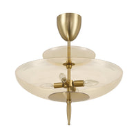 Fiorello 21-inch 4-light Brushed Gold Convertible Pendant with Smoked Amber Glass Shades