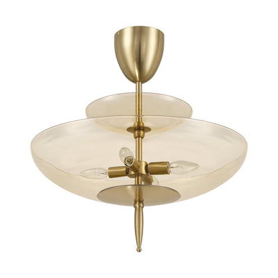 Fiorello 21-inch 4-light Brushed Gold Convertible Pendant with Smoked Amber Glass Shades
